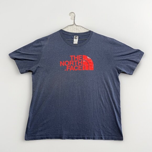 The North Face T Shirt Men's 2XL Orange Chest Logo Cotton Outdoor Casual Read - Picture 1 of 16